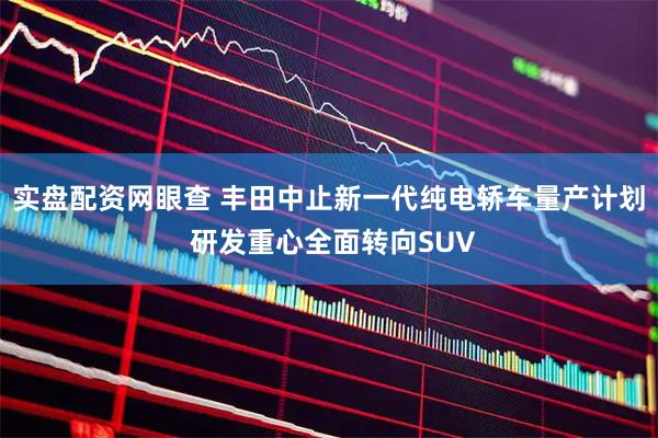 实盘配资网眼查 丰田中止新一代纯电轿车量产计划 研发重心全面转向SUV